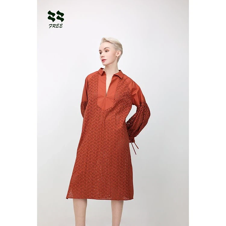 Langärmliges Hemdblusenkleid aus Baumwolle